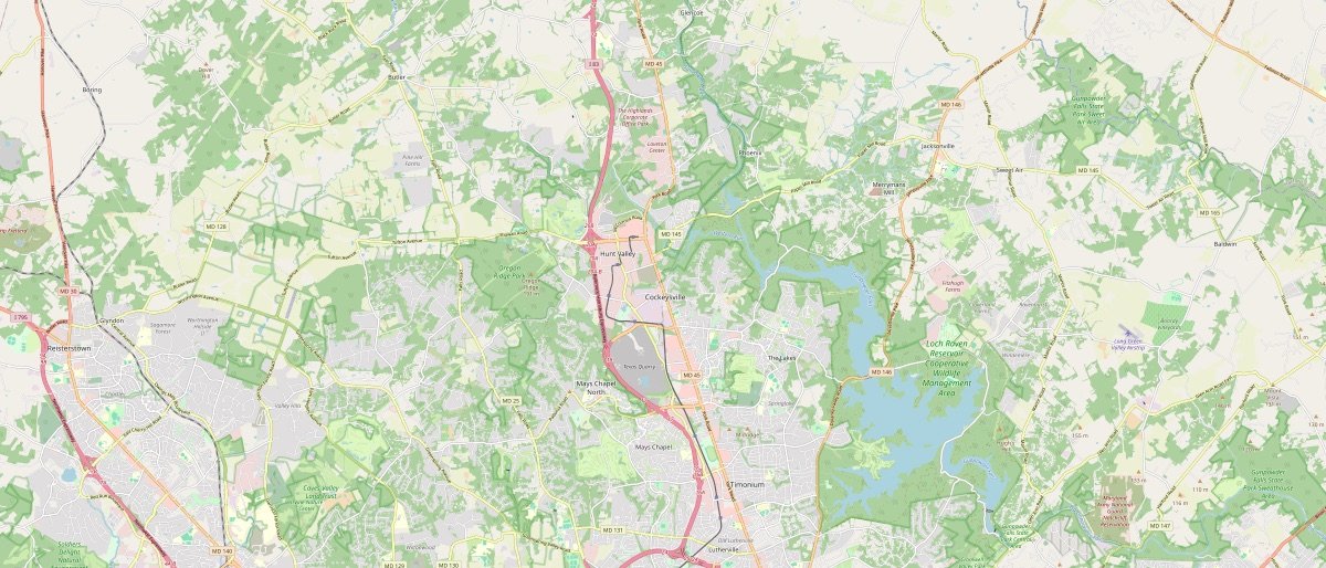 Street map of Cockeysville, MD and the surrounding 6 miles