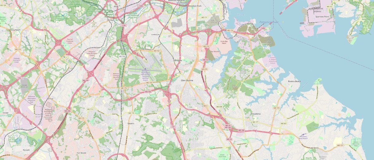 Street map of Glen Burnie, MD and the surrounding 5 miles