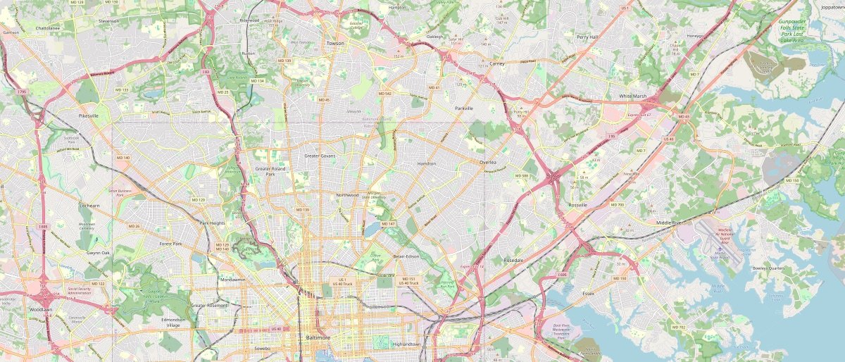 Street map of Hamilton, MD and the surrounding 4 miles