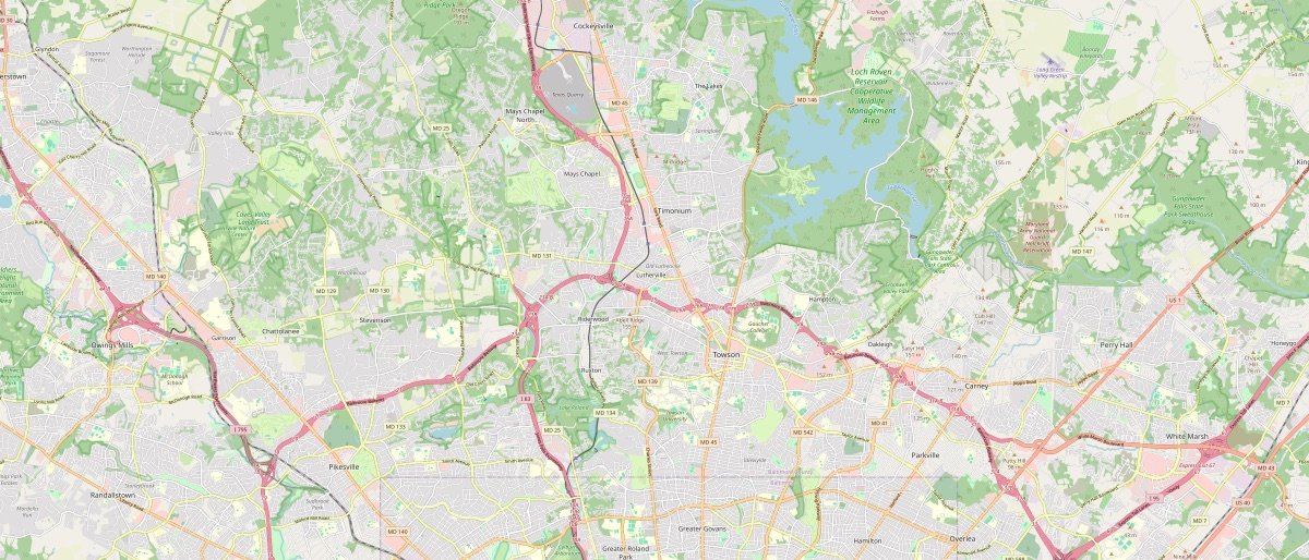 Street map of Lutherville, MD and the surrounding 5 miles