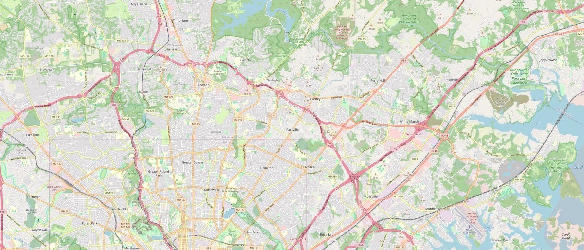 Street map of Parkville, MD and the surrounding 5 miles