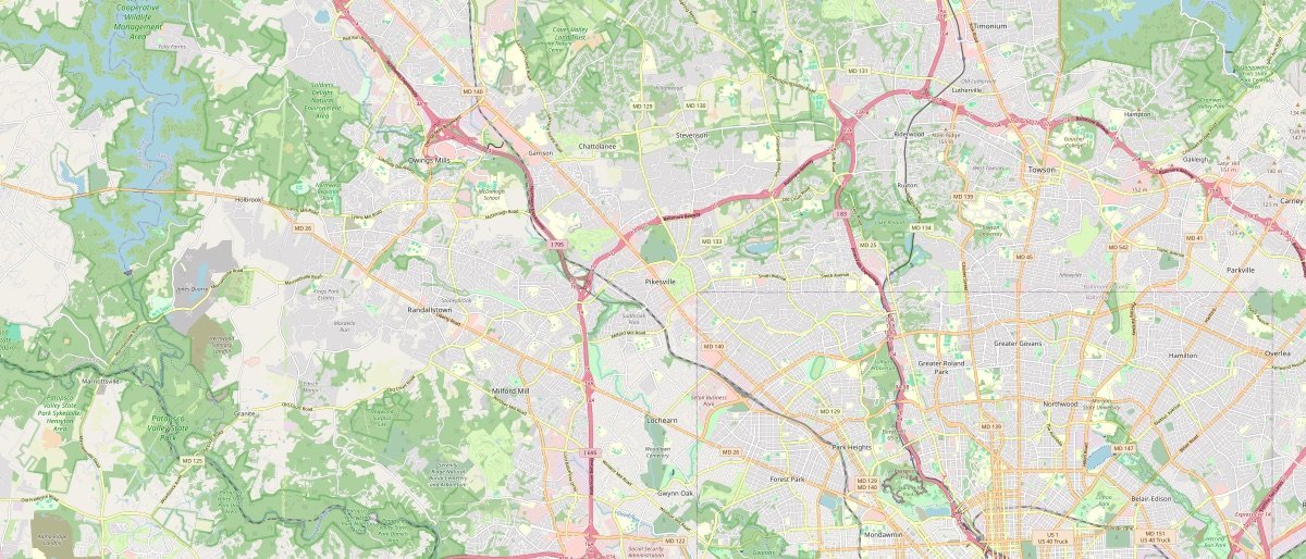 Street map of Pikesville, MD and the surrounding 5 miles